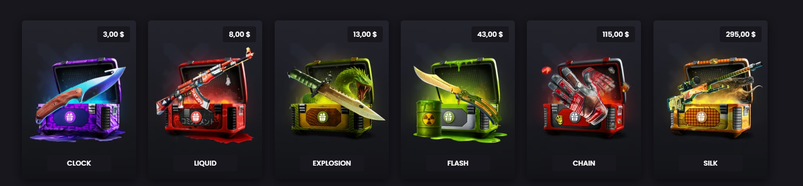 Ассортимент кейсов KEYDROP